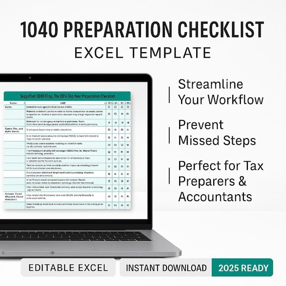 Tax Preparation Checklist 1040 Form Tax Prep Checklist Excel Template For Tax Preparers Workflow Tracker Tax Return Checklist For Accountant