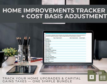 Home Repairs Renovation Cost Spreadsheet Real Estate and Rental Property Owners Excel Tool Investors Homeowners Project Expense Tracker Tax