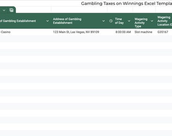 Gambling Winnings & Losses Excel Template: Track Casino Taxes