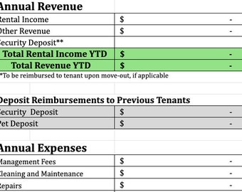 Rental Property Income & Expense Tracker: Excel Spreadsheet (Digital Download)