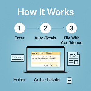 A credibility image with the headline “Built by Tax Professionals” and a faded screenshot in the background. Icons of shields, forms, and checkmarks highlight accuracy and reliability. Body copy stresses following IRS categories and maximizing deductions. Clean layout builds trust and authority. Great for small business owners wanting audit-ready tax documentation.