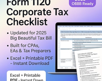 Tax Preparation Checklist For Corporate Tax Form 1120 Corporate Tax Checklist Corporate Tax Organizer Business Tax Checklist For Small Biz