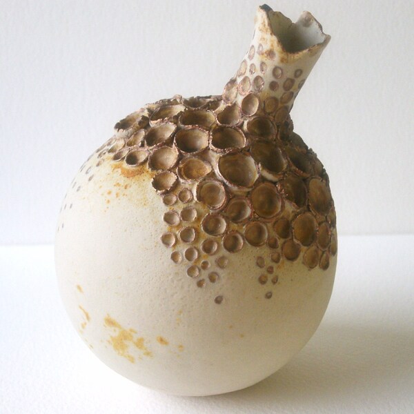 RESERVED Rusted Encrusted Bottle Ceramic Sculpture