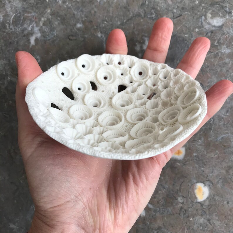 Pure white coral lace porcelain dish