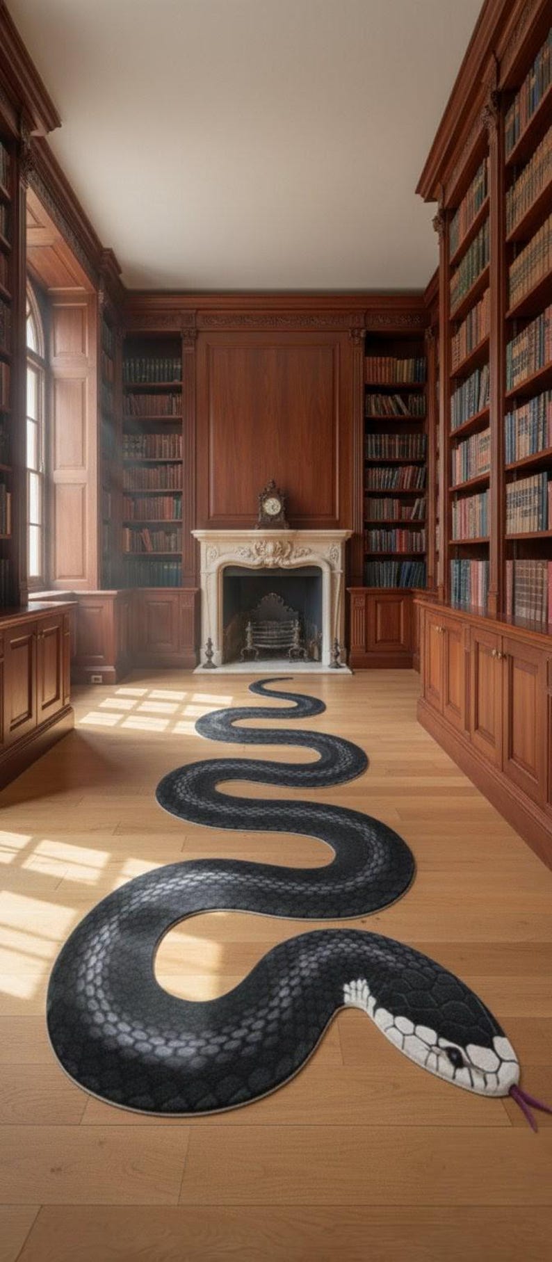 Hand Tufted Wool Snake Rug,black Snake,serpent Runner - Etsy