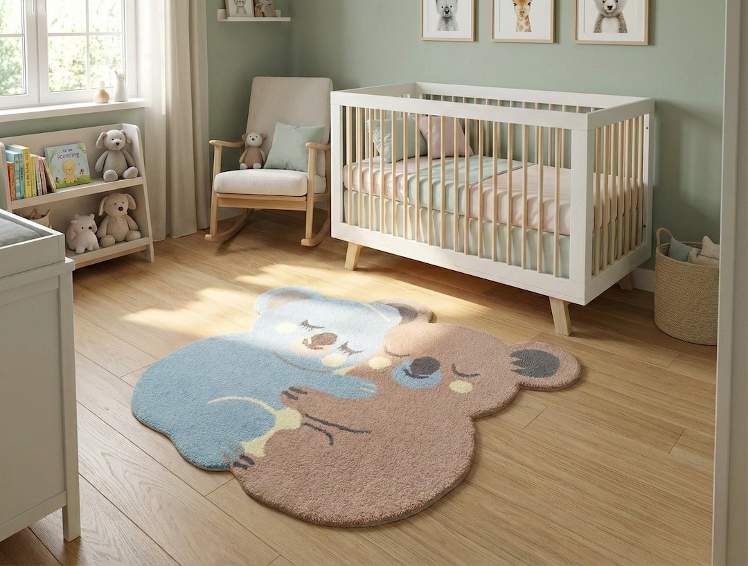 Baby Sleep Rug Hand Tufted Wool Rug, Sleeping Teddy Bear Design, Kids Nursery Decor - Etsy