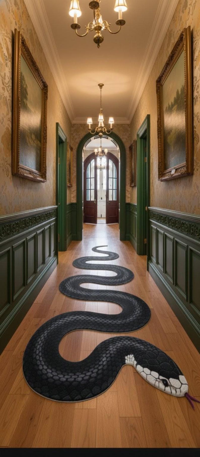 Hand Tufted Wool Snake Rug,black Snake,serpent Runner - Etsy