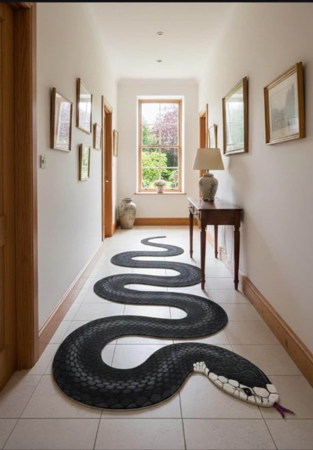 Hand Tufted Wool Snake Rug,black Snake,serpent Runner - Etsy