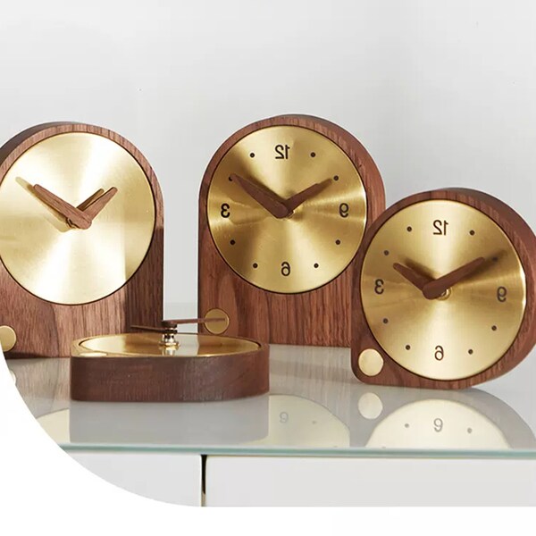 Table Wooden Clock,Mini Wooden Clock, Table Clock,Desk clock,Office decor,Desk decor,Walnut wood table clock,WOODEN modern table clock