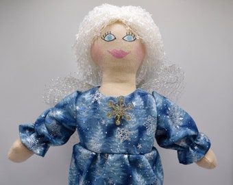 Winter Fairy Doll In Snowflake Dress - Art Doll / Toy - Handmade Gift For Kids Or Adults