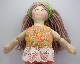 Brunette Girl Doll - For Kids / Adults - Handmade Toy