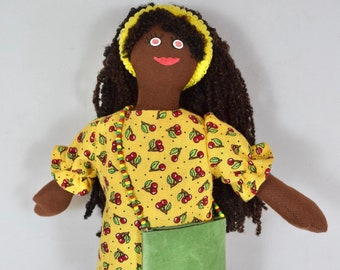 Black Girl Doll In Yellow Dress - Toys - For Kids / Adults - One Of A Kind