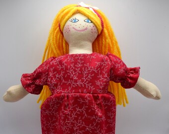 Blond Girl Doll With Blue Eyes & Freckles - Handmade Toy For Kids / Adults - One Of A Kind