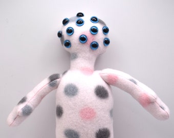 Pink Monster With 13 Eyes - Toy For Kids / Adults - Handmade