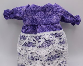 Doll Clothes: Purple Dress With White Lace - Kids' Toy - Fits 9 Inch Dolls