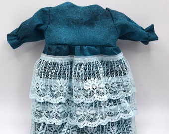 Sparkly Blue Dress With Lace - Doll Clothes - Toys For Kids