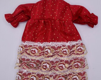 Fancy Red Dress For Dolls - Toys For Kids - Handmade - Fits 9 Inch Dolls