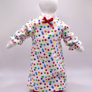 Doll Clothes: White Nightgown With Polka Dots & Red Slippers Toys For Kids Handmade image 2