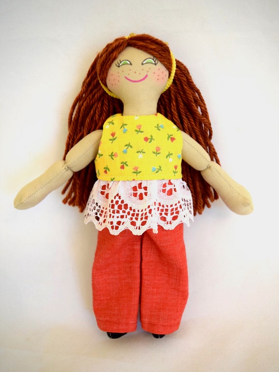 Girl Doll With Red Hair Toys For Children Handmade Rag Etsy
