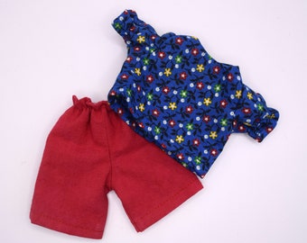 Doll Clothes: Blue Shirt & Red Shorts - Toys For Kids - Fit 9 Inch Dolls