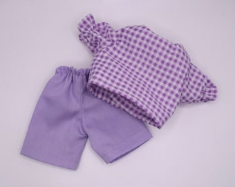 Toy Doll Clothes: Purple & White Shirt, Purple Shorts - Kids' Gift - Fits 9 Inch Dolls