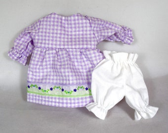 Doll Clothes: Purple Dress, White Bloomers - Toys - Handmade