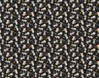 Tela para edredón Northern Christmas Mice Black de Teresa Kogut de Riley Blake Designs # C17833-BLACK