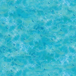 Pode incluir: Uma superfície texturizada com uma paleta de cores turquesa e azul claro com um efeito de redemoinho marmorizado. A superfície é coberta por numerosas pequenas bolhas esféricas transparentes de vários tamanhos, criando um aspeto líquido.