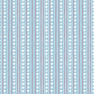 May include: A repeating pattern of vertical stripes in light blue, white, and red. White stars are aligned in columns between the stripes. The design has a slightly textured appearance, suggesting a fabric or paper texture. The overall theme is patriotic or Americana.