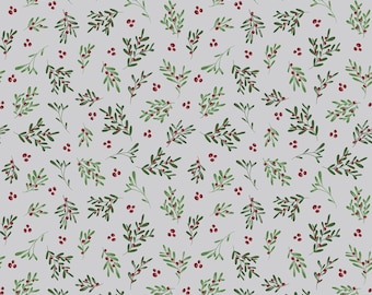 Mistletoe & Holly Mistletoe Silver von BEverly McCullough über Riley Blake Designs # C16403R-SILVER