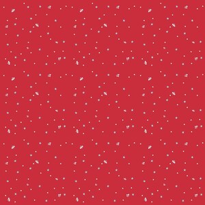May include: A red background with a repeating pattern of small white stars, dots, and floral-like shapes. The design is evenly distributed across the surface, creating a festive and decorative appearance.