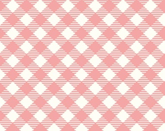 Bee Ginghams Coral 108 con schienale largo di Lori Holt da Riley Blake Designs # WB12562R-CORAL