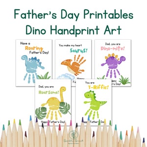 Vatertagskarten, Dinosaurier Handabdruck Kunst, Kleinkind Handwerk Aktivität, Dino Handabdruck Kunst Bundle, Vatertagsgeschenk, Aktivitätsseiten