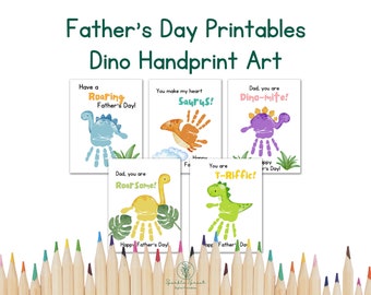 Vatertagskarten, Dinosaurier Handabdruck Kunst, Kleinkind Handwerk Aktivität, Dino Handabdruck Kunst Bundle, Vatertagsgeschenk, Aktivitätsseiten