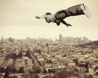 Flying Dream poster 11x17 clearance sale, dream, lucid dream, childhood, San Francisco, graphic, screen print style, digital print