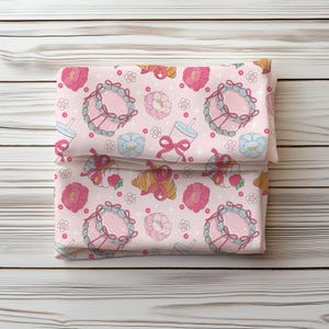 Bakery Bows Seamless Pattern,Sweet Cakes fabric design,Girly Cakes & Croissants (PNG JPG) image 11