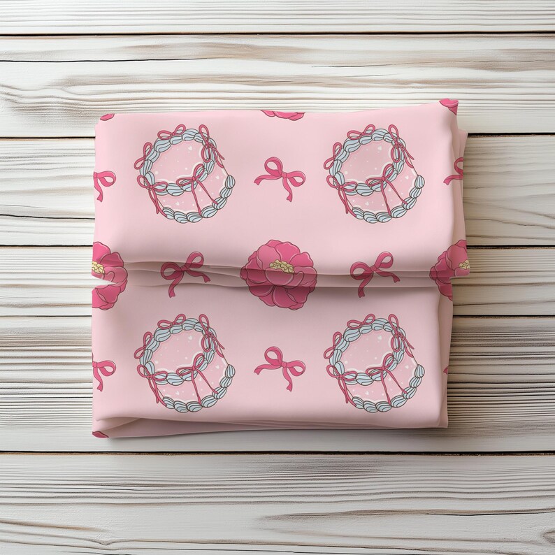 Bakery Bows Seamless Pattern,Sweet Cakes fabric design,Girly Cakes & Croissants (PNG JPG) image 18