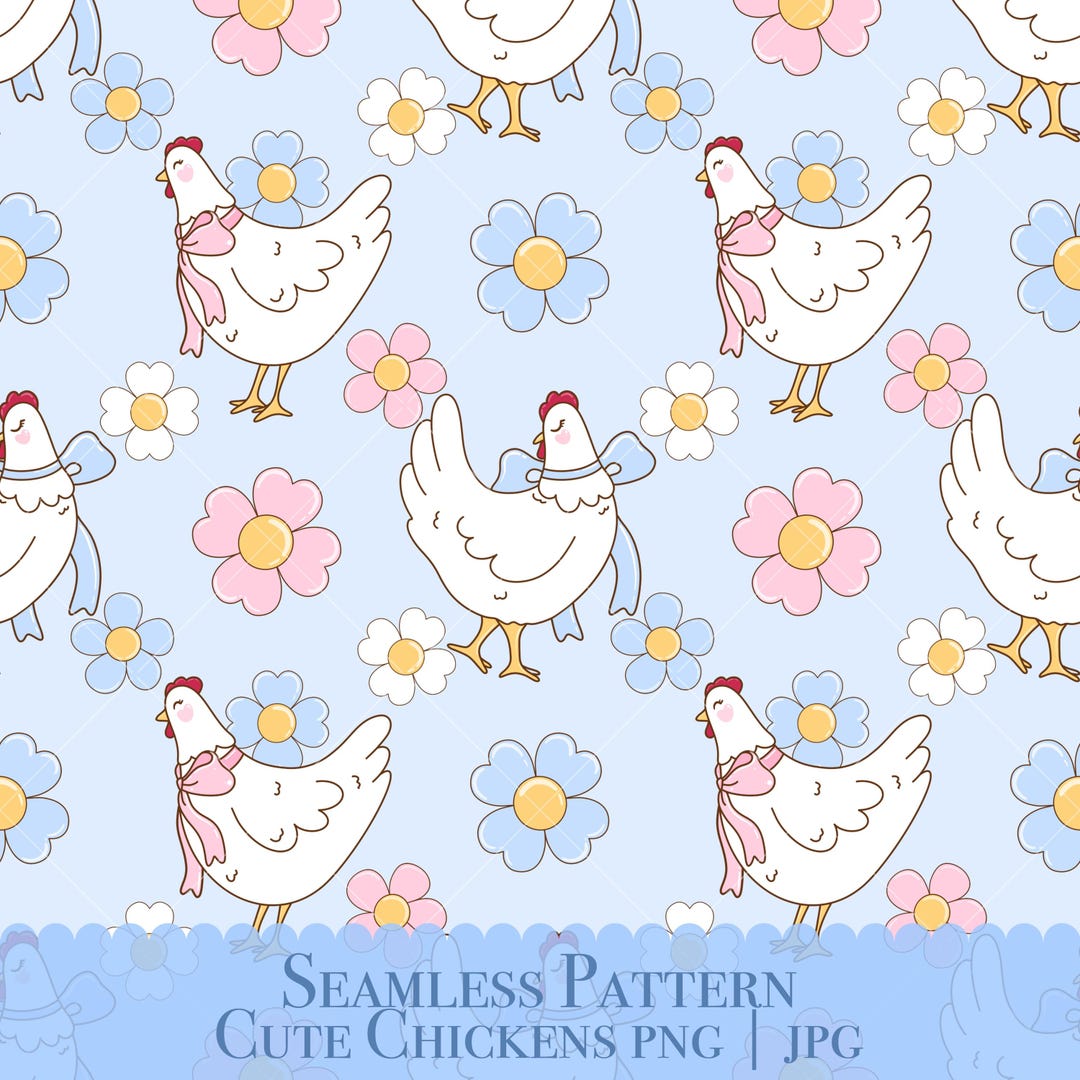 Spring Chicken Pinkeep Pattern Cute Spring Chickens Seamless Pattern,coquette Chickens Repeating ...