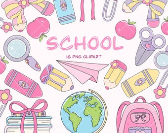 Coquette School ,Clipart,Back To School PNG  Clipart (Digital Download)