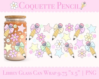 Coquette Pencil Cup Wrap, Bow Aesthetic (Digital Download)
