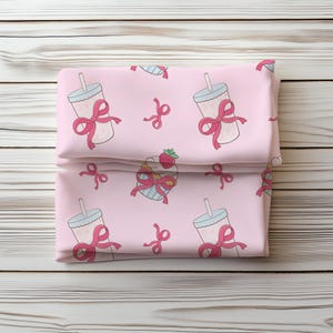 Bakery Bows Seamless Pattern,Sweet Cakes fabric design,Girly Cakes & Croissants (PNG JPG) image 16