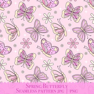 Spring Butterfly Seamless Digital Pattern, Butterfly Seamless Repeat Pattern, Fabric Pattern, Spring Seamless, Jpg PNG