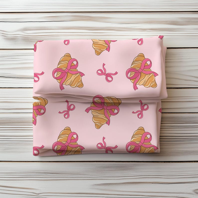 Bakery Bows Seamless Pattern,Sweet Cakes fabric design,Girly Cakes & Croissants (PNG JPG) image 15