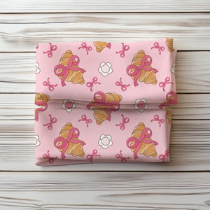Bakery Bows Seamless Pattern,Sweet Cakes fabric design,Girly Cakes & Croissants (PNG JPG) image 14