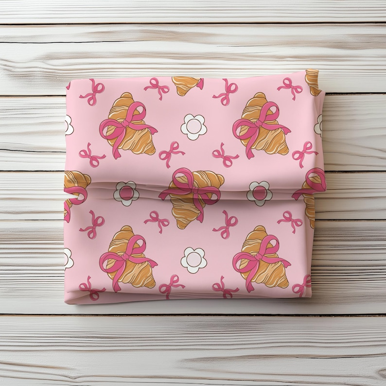 Bakery Bows Seamless Pattern,Sweet Cakes fabric design,Girly Cakes & Croissants (PNG JPG) image 14