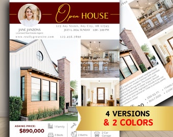 Open House Flyer Template, Modern Open House Flyer, Real Estate Flyer Template, Real Estate Marketing Flyer, Canva Real Estate Template