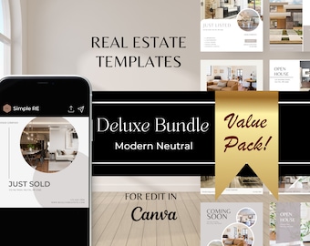 Real Estate Marketing Templates Bundle 2024, Realtor Branding Bundle, Social Media Instagram Facebook Real Estate Agent Kit, Canva Templates