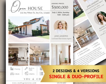 Open House Flyer Template, Modern Open House Flyer, Real Estate Flyer Template, Real Estate Marketing Flyer, Canva Real Estate Template