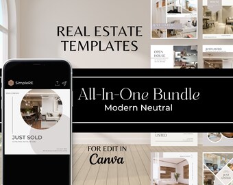Realtor All-In-One Marketing Templates Bundle 2024, Real Estate Instagram Facebook Listing Kit, Realtor Branding, Realtor Canva Templates