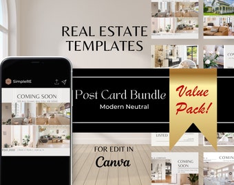 Real Estate Postcard Bundle Template, Realtor Postcard Kit, Canva Real Estate Postcard Template, Relator Thank you Open House Postcard Kit